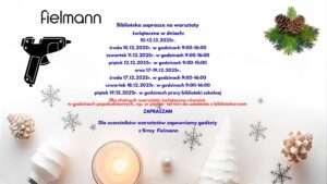 Biblioteka szkolna zaprasza na warsztaty świąteczne w dniach: